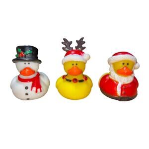 NEW (3) Christmas Santa Reindeer Snowman 2" Rubber Ducks Duckies Jeep Ducked